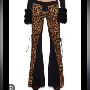 NWT Dolls Kill Leopard Print Flare Pants